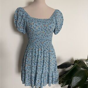 Floral Blue Smocked Dress